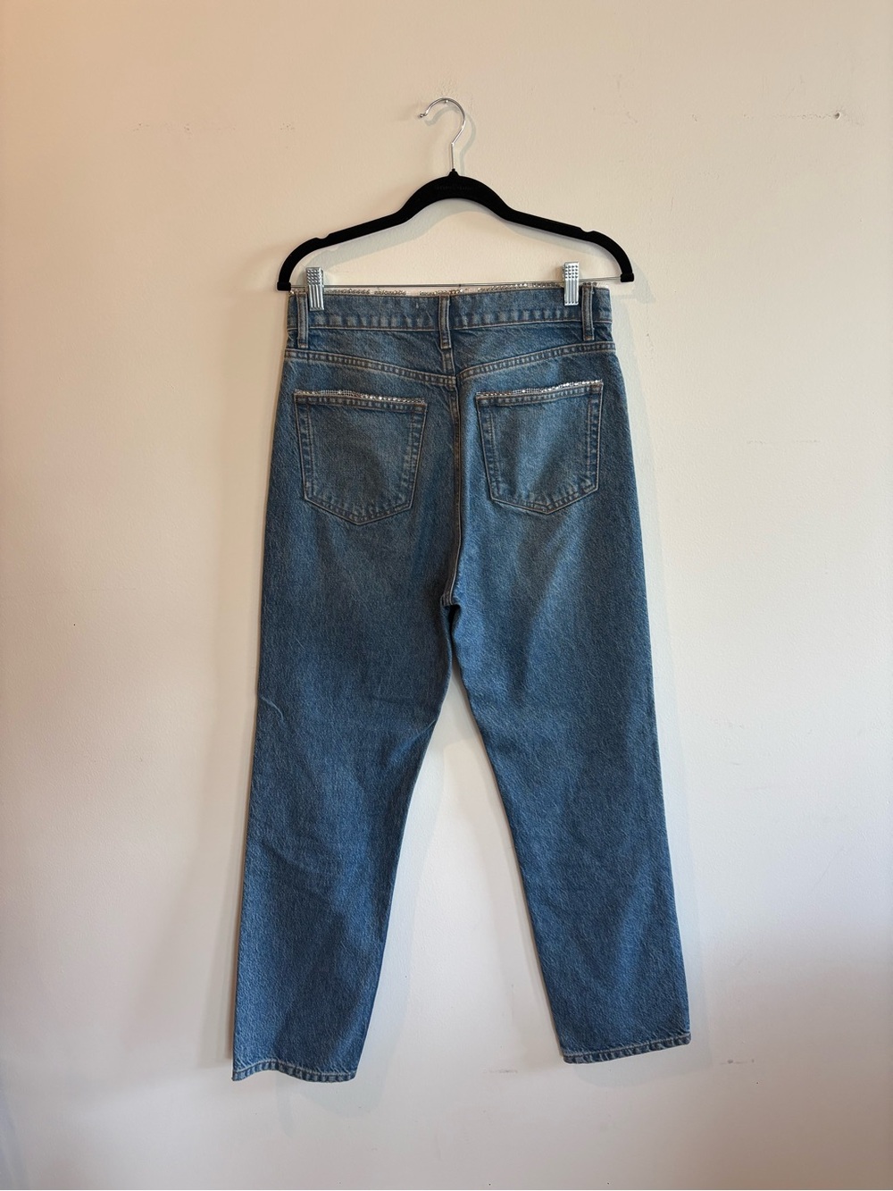 Reformation Mid-Blue Straight Jeans with jewel details - Picture 4 of 5